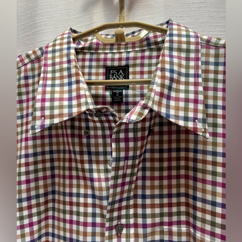 Traveler Collection Traditional Fit Button Down Collar Plaid Dress Shirt 4XL